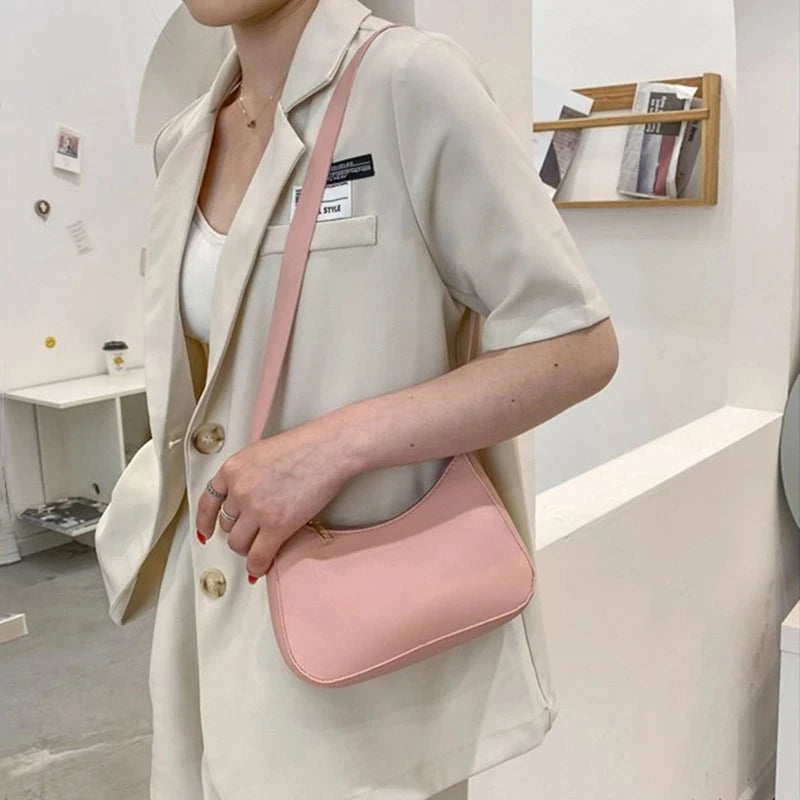 20252 New Women's Fashion Handbags Retro Solid Color PU Leather Shoulder Underarm Bag Casual Women Hobos Handbags