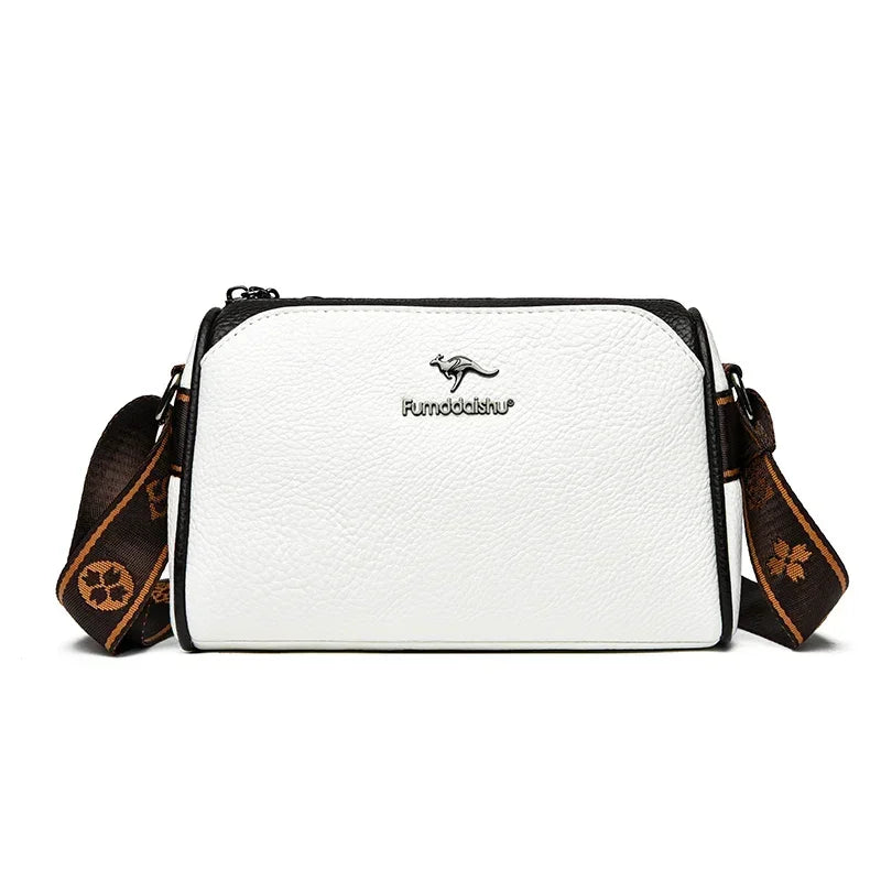 Women Soft Leather Shoulder Bags Luxury Designer Ladies Purses Crossbody Bag Black White Color Fashion Messenger Commuting Sac
2025