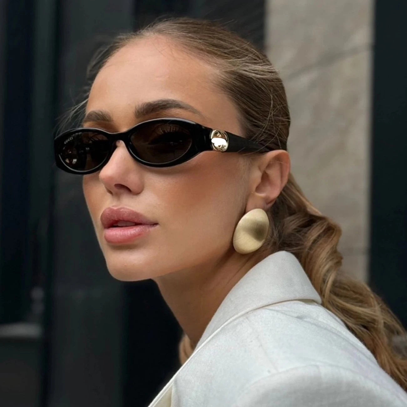 New Cat-Eye Sunglasses for Women with High-End Sense for Square and Round Faces, Slimming and Small Faces, Fashionable European and American Street Photography Sunglasses