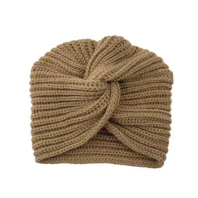 Women's Knitted Turban Hat Bohemia Cashmere Cross Wrap Head Lndian  Wool   Bonnet Turbante Cap