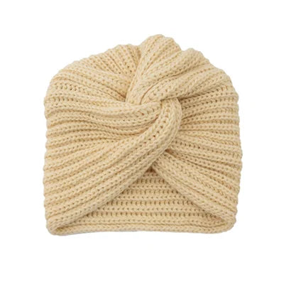 Women's Knitted Turban Hat Bohemia Cashmere Cross Wrap Head Lndian  Wool   Bonnet Turbante Cap