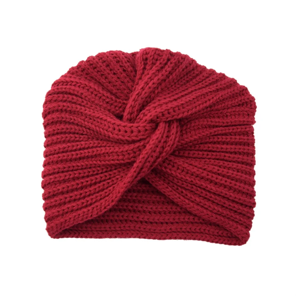 Women's Knitted Turban Hat Bohemia Cashmere Cross Wrap Head Lndian  Wool   Bonnet Turbante Cap