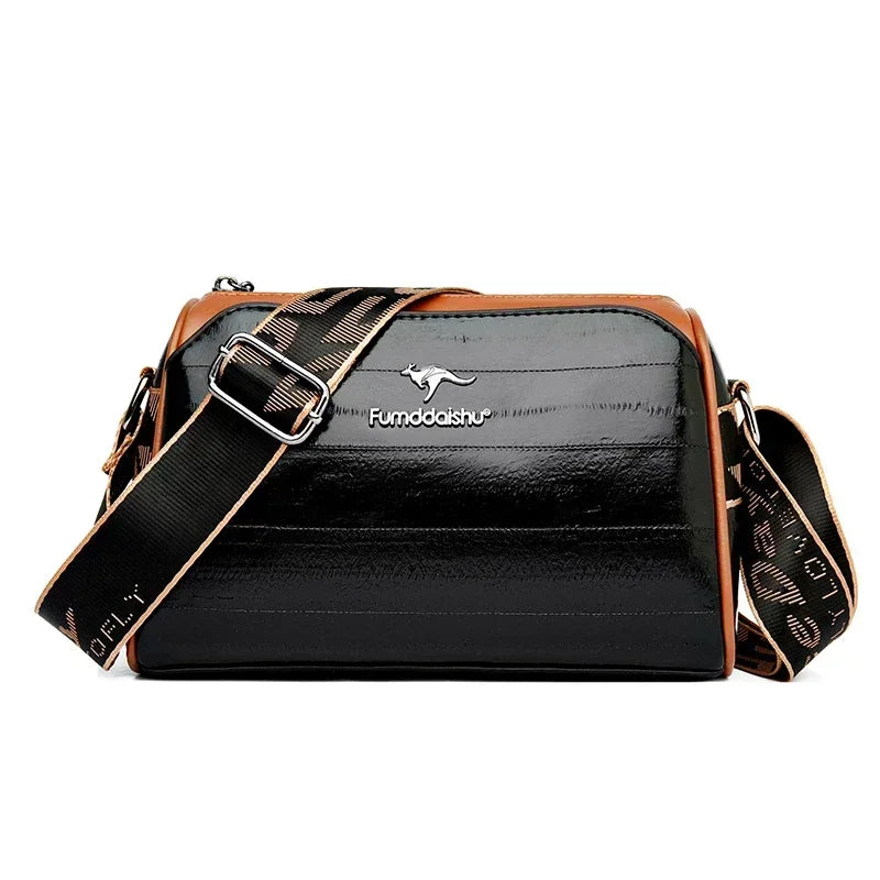 Women Soft Leather Shoulder Bags Luxury Designer Ladies Purses Crossbody Bag Black White Color Fashion Messenger Commuting Sac
2025