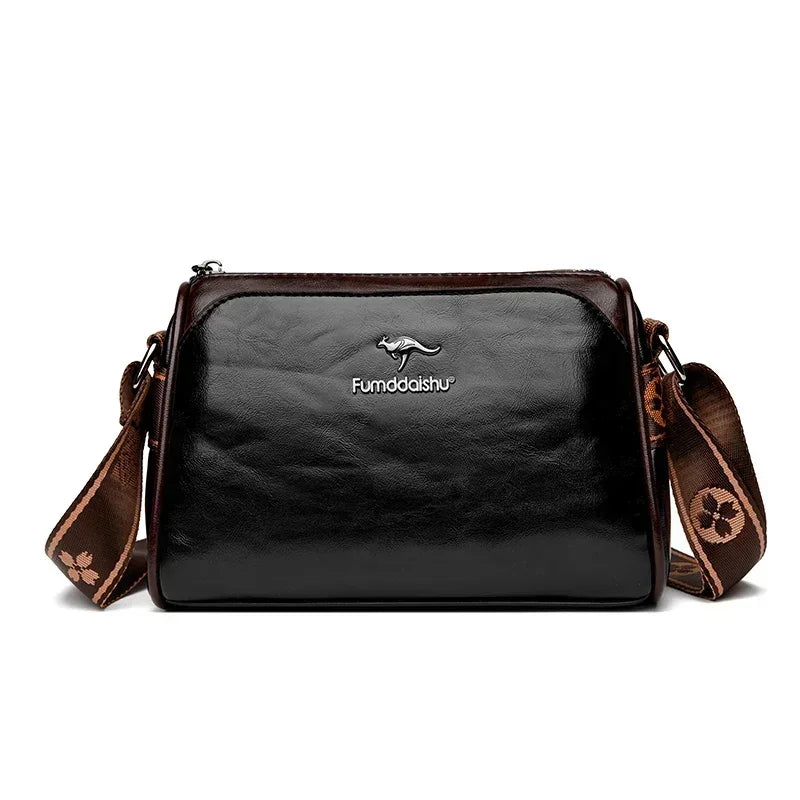 Women Soft Leather Shoulder Bags Luxury Designer Ladies Purses Crossbody Bag Black White Color Fashion Messenger Commuting Sac
2025