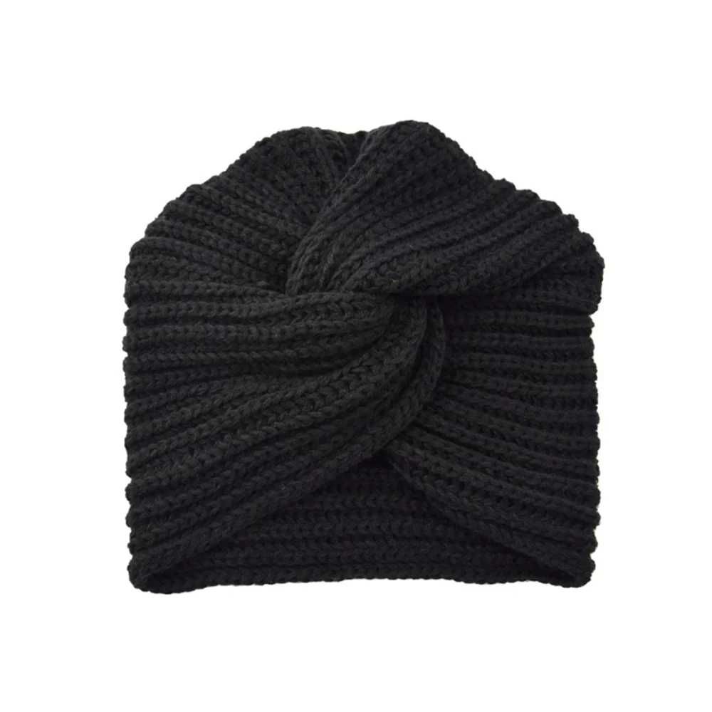 Women's Knitted Turban Hat Bohemia Cashmere Cross Wrap Head Lndian  Wool   Bonnet Turbante Cap