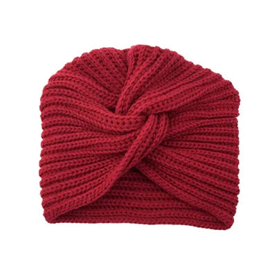 Women's Knitted Turban Hat Bohemia Cashmere Cross Wrap Head Lndian  Wool   Bonnet Turbante Cap